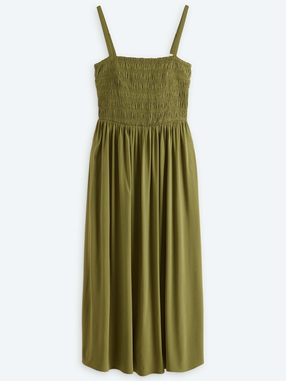 Market & Spruce Olive Smocked Midi Dress with Adjustable Straps